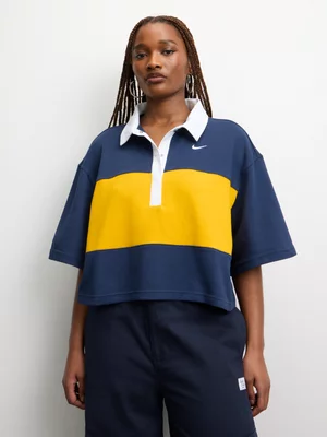 Nike Women's NSW Oversized Short-Sleeve Polo Navy Top