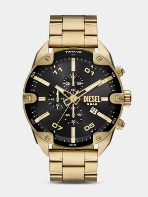 Diesel Spiked Gold Plated Stainless Steel Bracelet Watch 