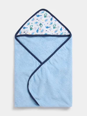 Jet Baby Boy Blue Dino All Over Print Hooded Towel