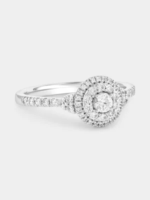 Sterling Silver 0.61ct Lab Grown Diamond Round Double Halo Ring 