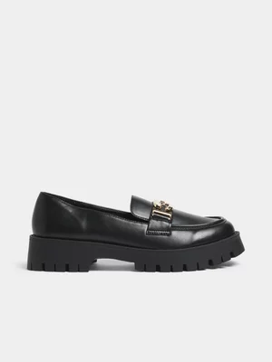 Women's Black Chunky Loafers