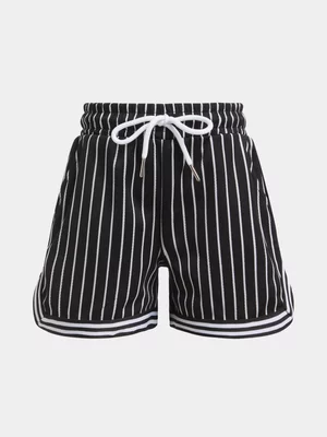 Jet Younger Girls Black Stripe Shorts