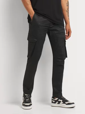 Relay Jeans Men's Tapered Utility Coated Black Denim