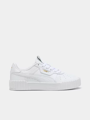 Puma Womens Carina 3.0 Luxe White/Gold Sneakers