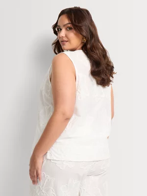Embroidered Sleeveless Shell Top