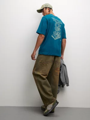 The North Face Men's Connect Relaxed Graphic Mineral In Blue T-shirt