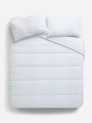 Jet Home Chevron White Tufted Comforter Double 