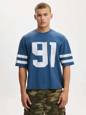 Men's Cotton On Blue Cropped Fit Graphic T-shirt