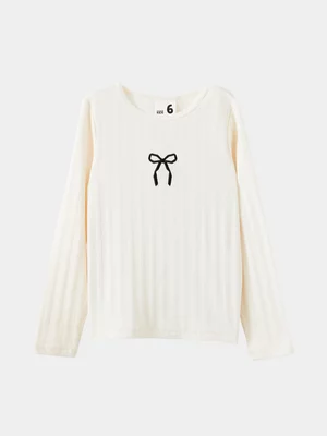 Cotton On Kids Girl White Jade Crew Top