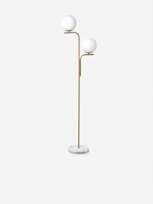 Dual Globe Brass & Marble Floor Lamp