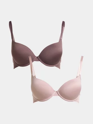 Jet Women's 2 Pack Basic  Blush and Taupe Bras
