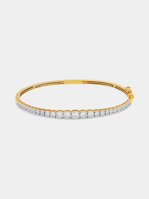 Yellow Gold 1.00ct Diamond Graduated Bangle