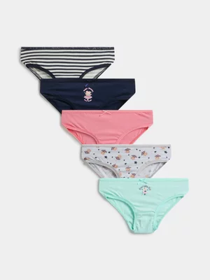 Jet Younger Girls 5 Pack Pink Aqua Ballerina Bears Bikini