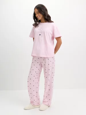 Jet Women's Pink Hearts Stay In Bed PJ Set