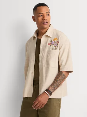 Markham Men's Regular Fit Knitted Milk Shirt