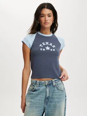 Women's Cotton On Blue Retro Raglan Graphic T-Shirt