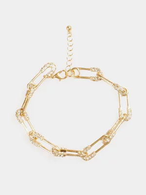 Redbat Unisex Gold Plates Safety Pin Bracelet