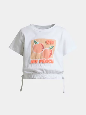 Exact Younger Girl's White Graphic Print T-Shirt 