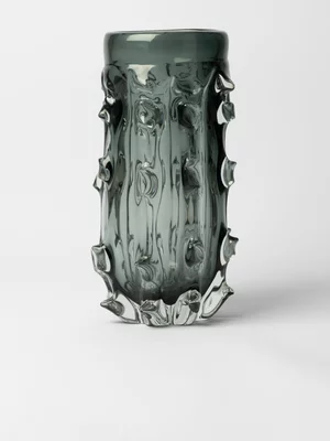 Vase Hand Blown Spikey Glass 32.3 x 15.8cm