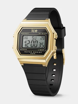 Ice Digit Retro Black Gold Silicone Watch