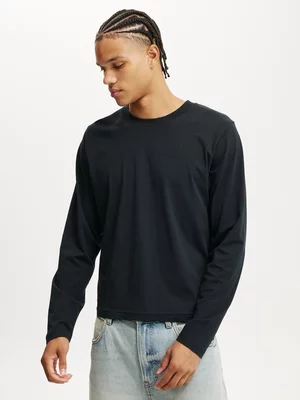 Men's Cotton On Black Organic Cropped Fit Long Sleeve Top