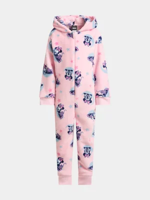 Jet Younger Girls Minnie Pink Coral Fleece Onesie