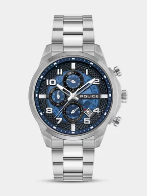 Police Soul Stainless Steel Blue & Charcoal Dial Bracelet Watch 