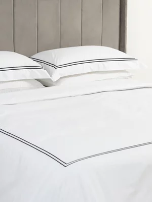 Guest House Perfect 400 Thread Count Percale Duvet Cover Set White/Anthracite