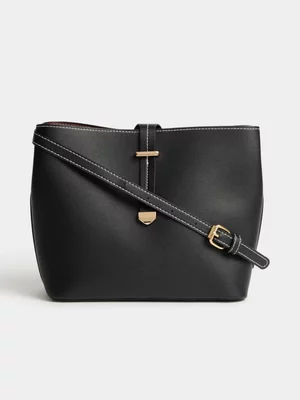 Jet Women’s Black Bucket Bag With Strap Detail