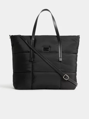 Jet Women’s Black Nylon Tote Bag With Metal Plate