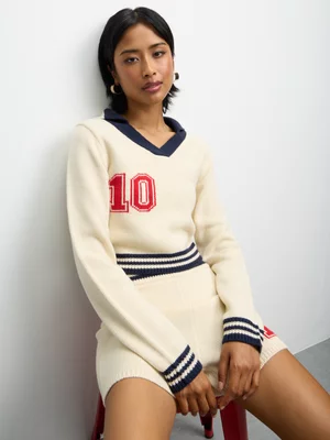 The FIX Women's Stone Knit Co-Ord Graphic Top