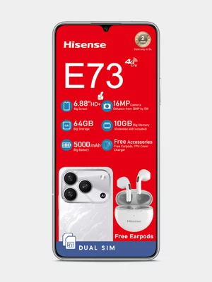 Hisense E73 White DS + Earpods - Vodacom