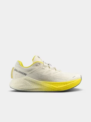 Salomon Mens Aero Glide 3 White/Yellow Running Shoes 