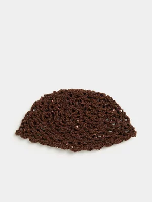 The FIX Women's Brown Netted Sequins Cap