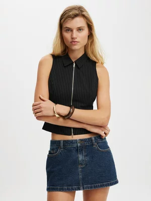 Women's Cotton On Black Izzy Zip Through Top