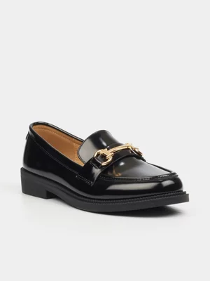 Women's Miss Black Cotton  Loafers