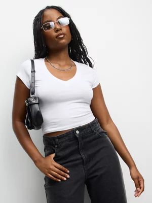 The FIX Women's White V-Neck Top