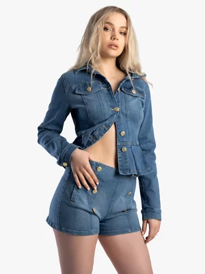 Women's Sissy Boy Blue High Waist Flat Front Shorts