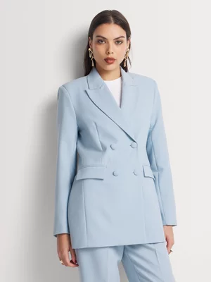 Slim Waist Covered Buttons Blazer