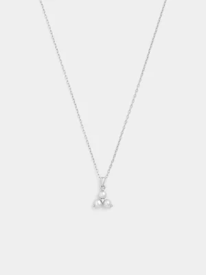 Sterling Silver Lab Grown Diamond & Freshwater Pearl Forever Pendant