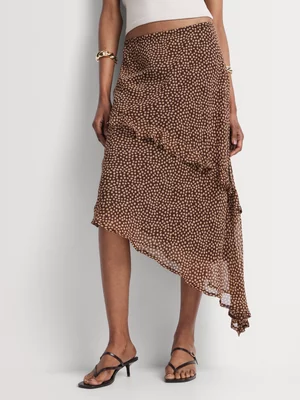 Chiffon Ruffle Polka Dot Midi Skirt