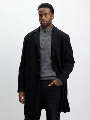 Jet Men’s Black Melton Coat