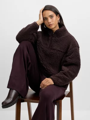 Jet Women’s Brown Quarter Zip Polar Fleece Pullover