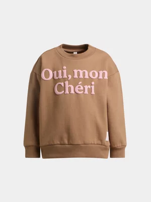 Exact Older Girl's Brown Graphic Print Sweat Top