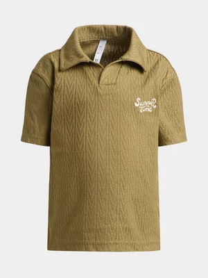 Exact Younger Boy's Fatigue Textured Johnny Collar Top 