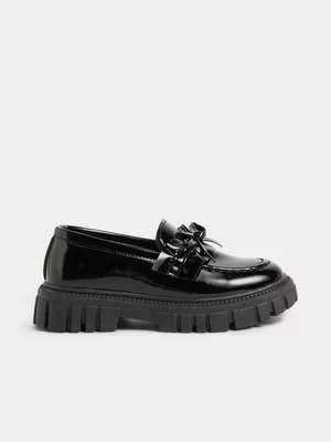 Jet Older Girls Black Loafers