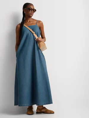 FF Denim Fluid Square Neck Maxi Dress