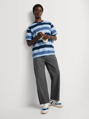 Markham Men's Relaxed Fit Stripe Navy T-Shirt