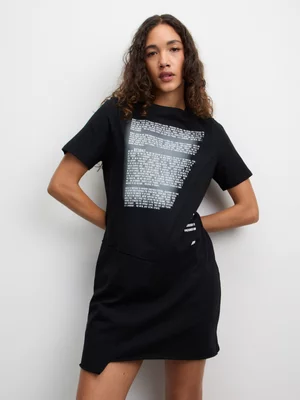 Redbat Women’s Asymmetrical Cotton T-Shirt Black Dress