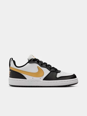 Nike Junior Grade-School Court Borough Low Recraft Black/Gold Sneakers 